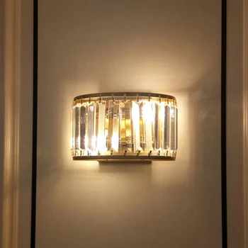 

Modern LED wall light in the living room chrome crystal wall sconce bedroom bedside foyer semicircle light fixtures
