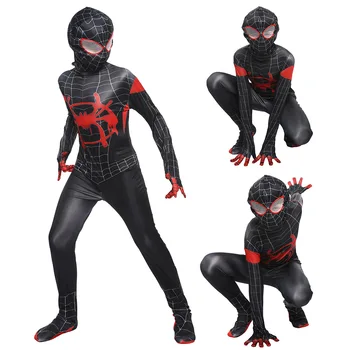 

Spider Man Hero Expedition Miles Parallel Universe Little Black Spider Cartoon Children Cosplay Performance Dance Platform Suit