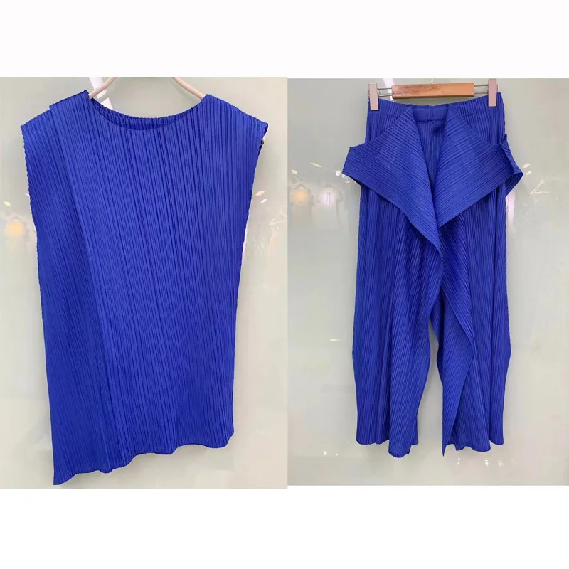 Miyake fold Ранняя осень новая мода индивидуальный дизайн чувство чистый цвет большой код тонкие девять ног Брюки Бесплатная доставка