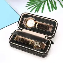 2 слота ретро кожаная коробка для часов прямоугольная коробка для хранения ювелирных изделий Чехол-органайзер для хранения ювелирных изделий Чехол-Органайзер