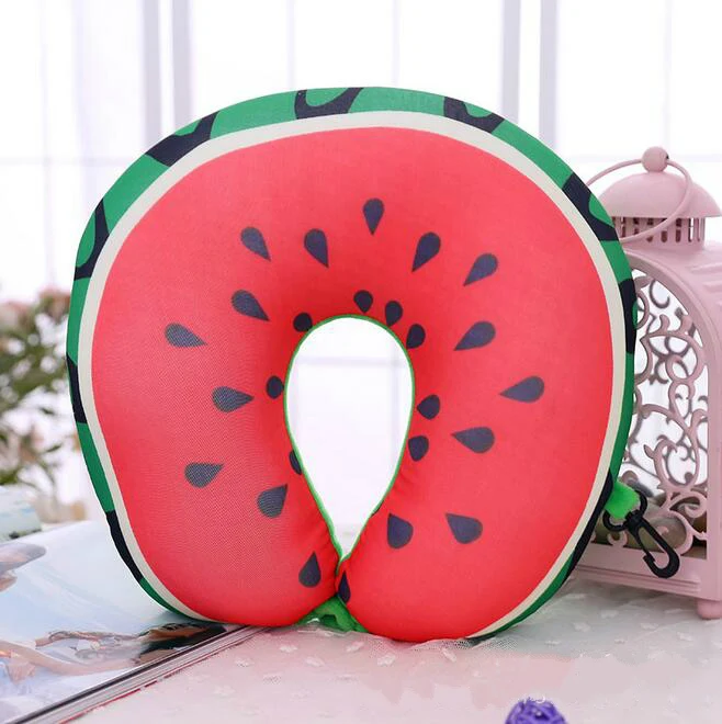 Watermelon Фрукты u-образная дорожная подушка Наночастицы подушка для шеи Арбуз Лимон киви оранжевый автомобиль подушки мягкая подушка домашний текстиль - Цвет: Watermelon