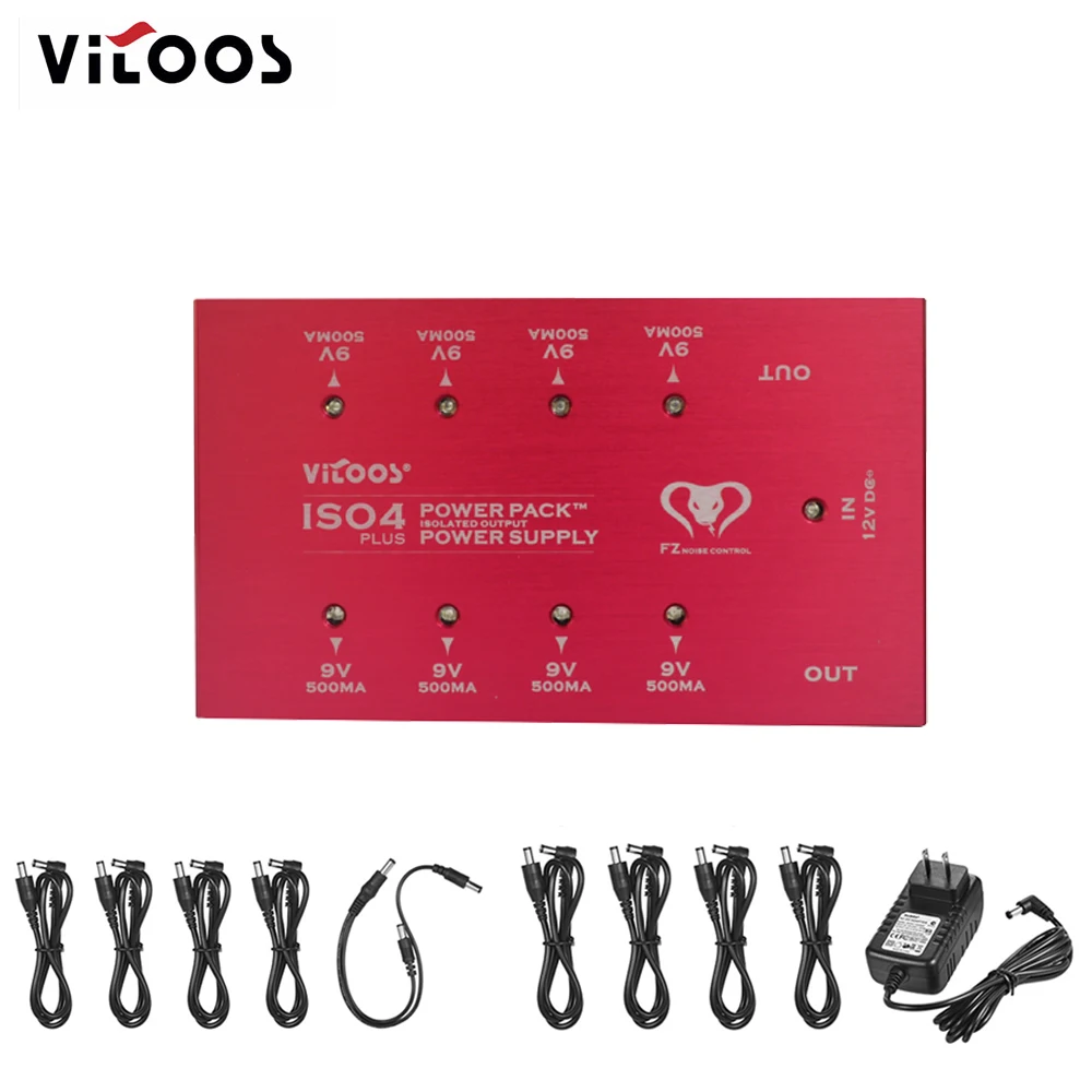 VITOOS ISO4PLUS гитарная педаль питания Блок питания станция 8 изолированных выходов Макс. 500мА для DC 9 в педаль аксессуары для гитары