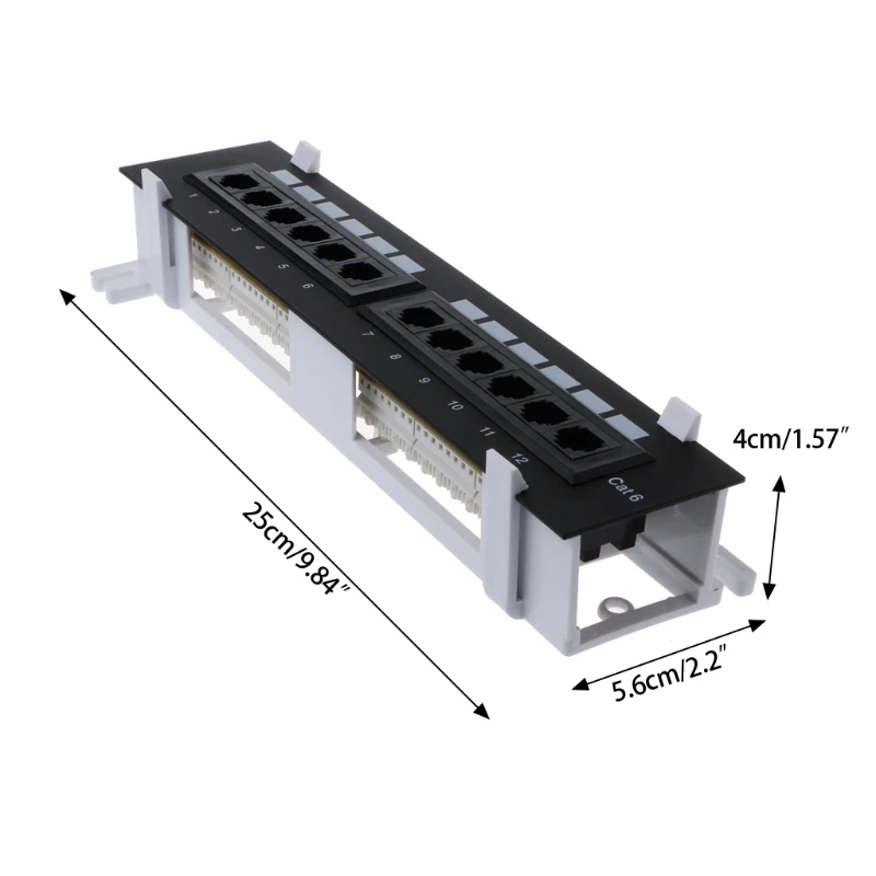 12 Port CAT6 Patch Panel RJ45 Networking Wall Mount Rack Mount Bracket Wall-Mount Space Saving network repair tool kit