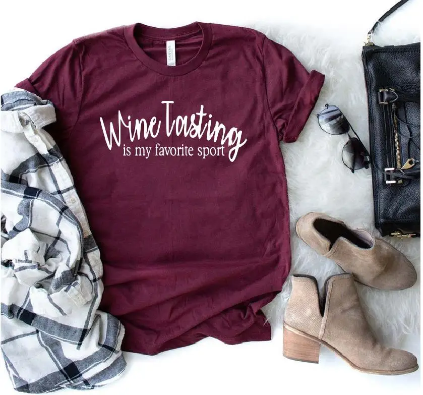 Дегустация вина-это моя любимая Спортивная футболка Winery Tour Lover, женская модная повседневная футболка с коротким рукавом, большие размеры, Прямая поставка