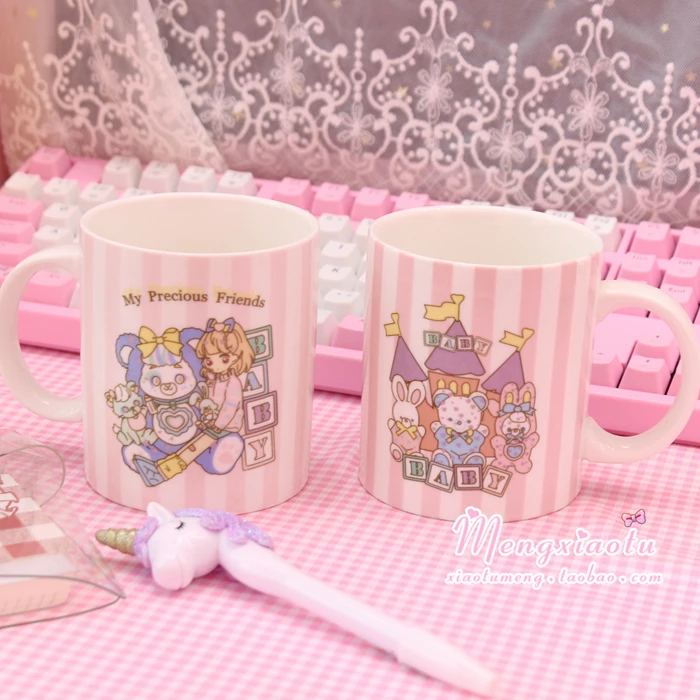 Милая кружка в Корейском стиле мультяшная креативная керамическая для девушек