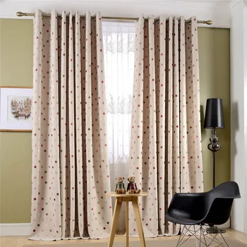 

Dots Jacquard Blackout Curtains Kids Bedroom Kitchen Living Room Window Decortaion Cortinas Durable Polyester Fabric Valance