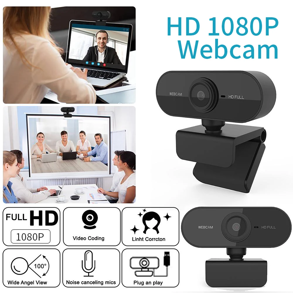

USB HD Webcam 1080P Web Camera with Microphone for Computer PC Camera for YouTube Video Calls Web Cam for Twitch Live Streaming