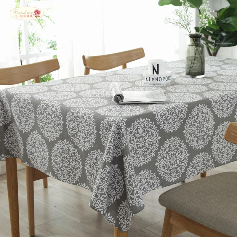 

Proud Rose Gray Vntage Tablecloth Table Runner Cotton Linen Square Table Cloth TV Cover Cloth Tea Table Cloth Custom