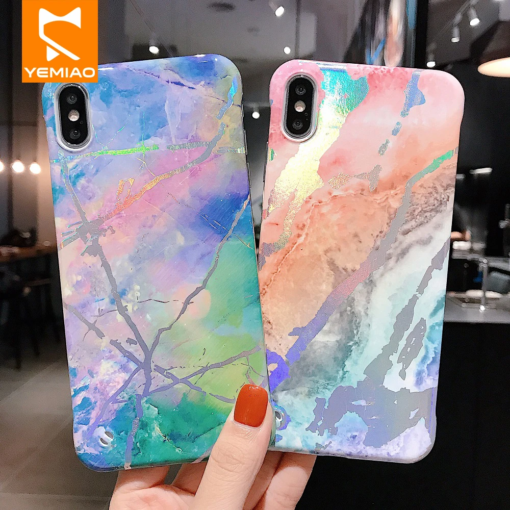 Спортивный лазерный мраморный чехол с трещинами для iPhone 8 7 6 6S Plus роскошный