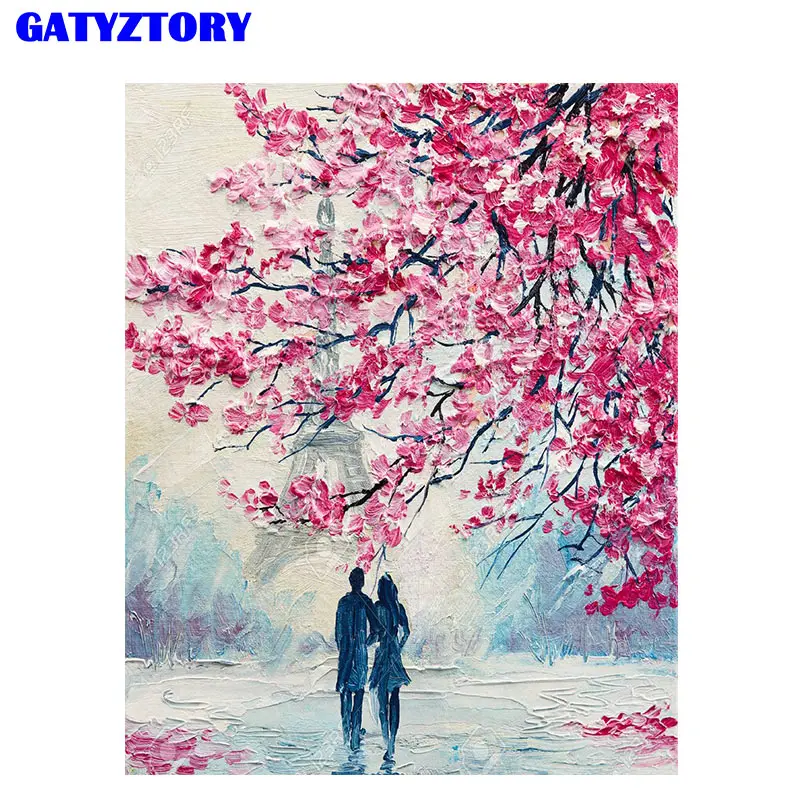 GATYZTORY рамка Париж романтическая Diy картина по номерам Холст Картина акриловая Настенная картина уникальный подарок для домашний декор искусство