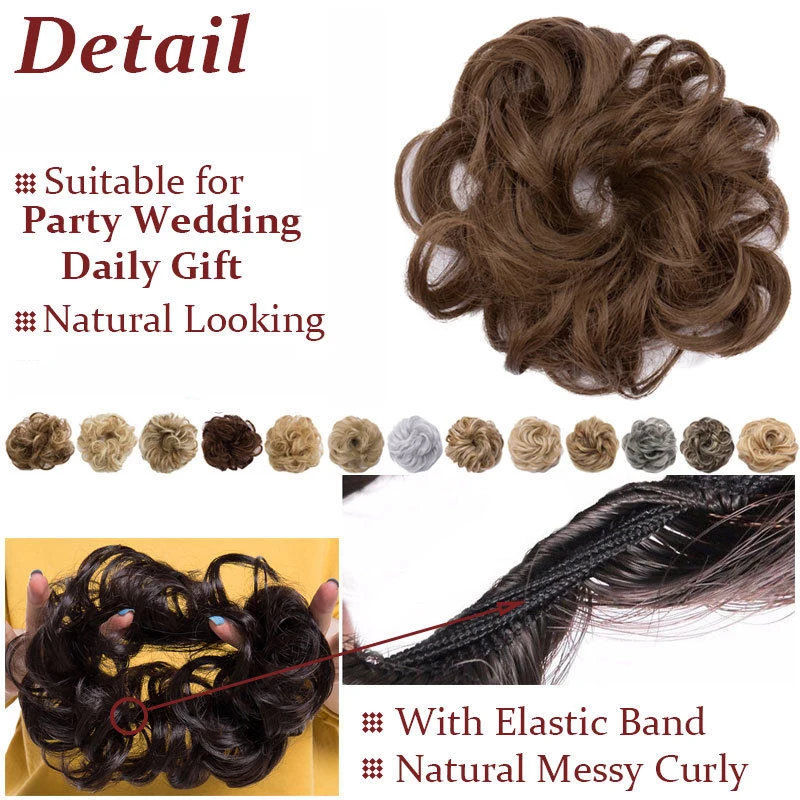 Модные женские накладные волосы для наращивания пучок, резинки для волос, энергичная волна, кудрявые, грязные, пучки, Эластичные Синтетические шиньоны