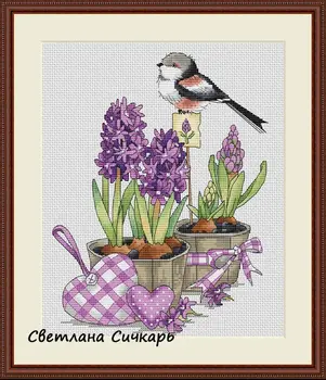 

HH WY Top Quality Lovely Counted Cross Stitch Kit counted embroidery cross stitch Hyacinth and Bird