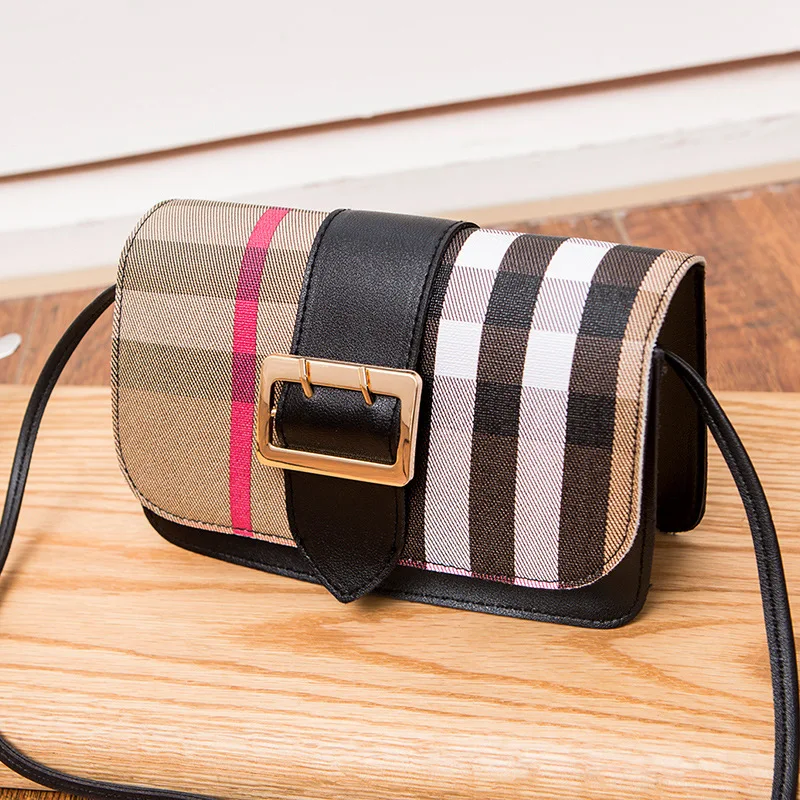 

[Sheng chuang Beauty] Stripes Square Sling Bag WOMEN'S Bag 2020 New Style Retro Fashion Oblique Bag Casual Contrast Color Should