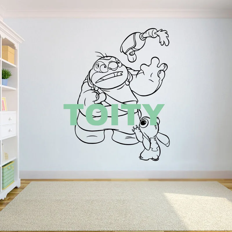 H82cm x W57cm Лило и Стич Aloha Pleakley Jumba наклейка «Ohana значит семья» означает мультфильм виниловая наклейка на стену искусство Дети Детская домашний декор - Цвет: H82cm x W57cm