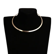 2020 glatte Metall Kragen Halsketten für Frauen Runde Geometrische Gold Erklärung Punk Choker Halsketten Collier Femme 2019 Großhandel