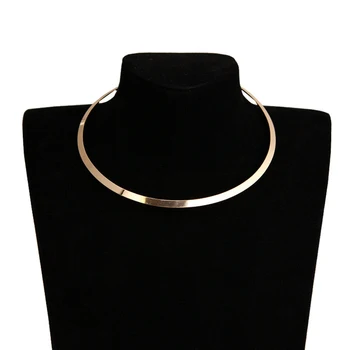 

2020 Smooth Metal Collar Necklaces for Women Round Geometric Gold Statement Punk Choker Necklaces Collier Femme 2019 Wholesale