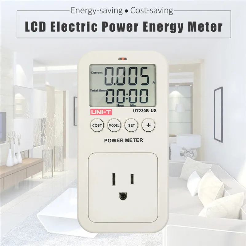 

UNI-T UT230B-US wattmeter Voltage Current Cost Frequency Power Meter LCD Energy Consumption Monitor power socket