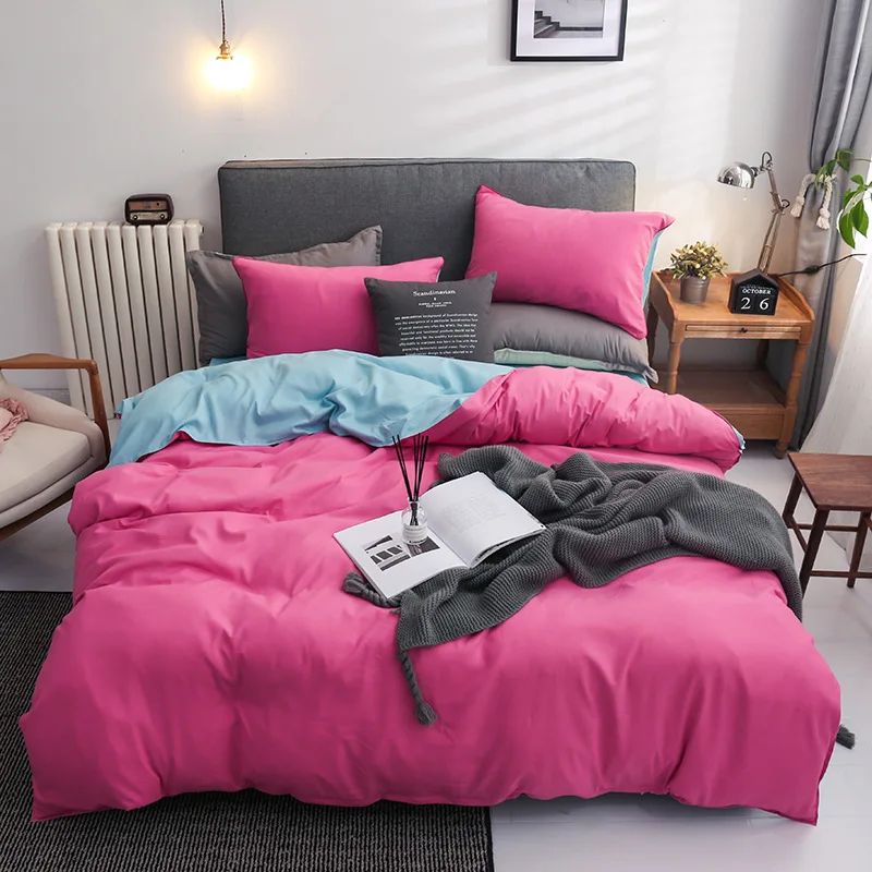 Набор постельного белья для детей, набор постельного белья из хлопка и полиэстера, роскошный комплект постельного белья, пододеяльник, наволочки - Цвет: light rose pink blue