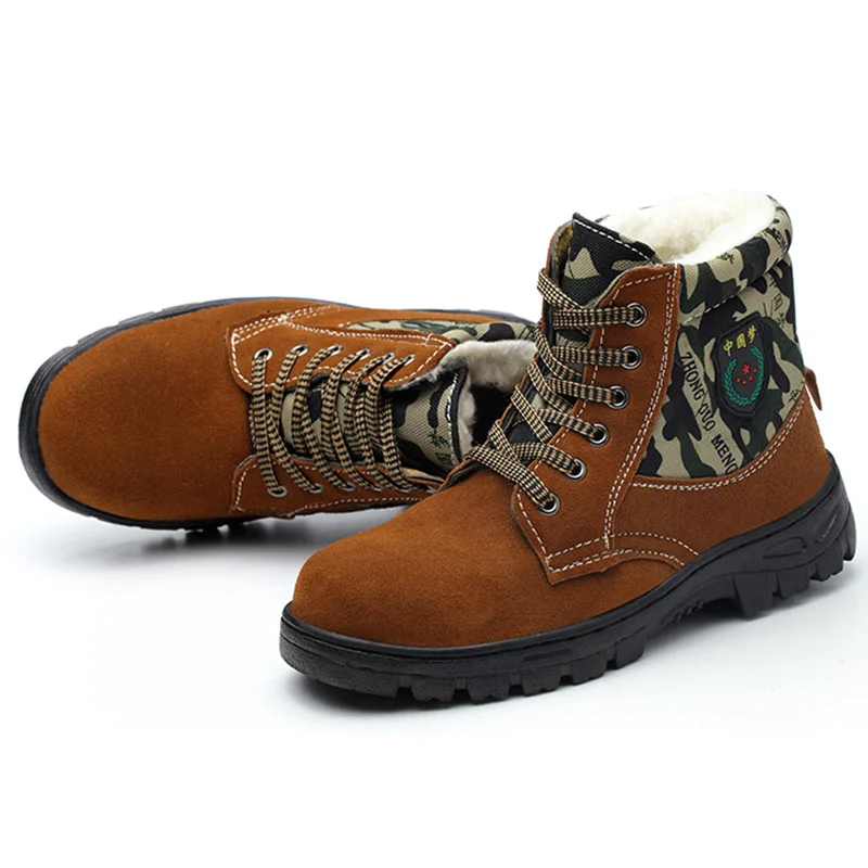 Winter Labor Protection Cotton Shoes Men High Help Cold Anti-slip Steel Bag Head Anti-smashing Anti-piercing Work Safety Shoes