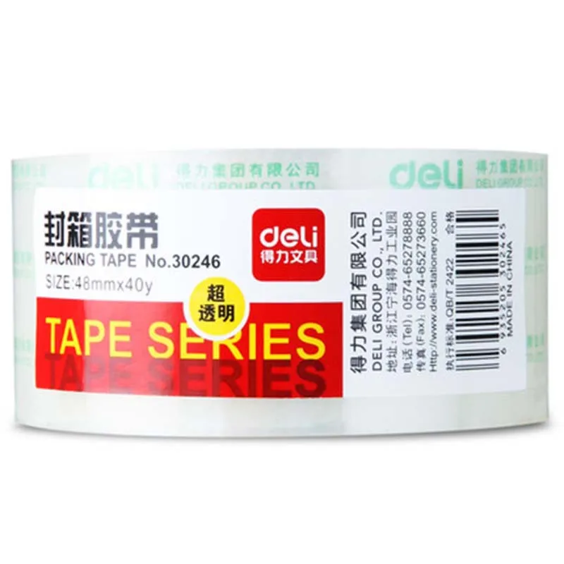 Deli 30246 Sealing Adhesive Tape 48 Mm* 40y Packaging Tape Transparent Sealing Tape 4.8 Cm Packing Belt Single-Volume