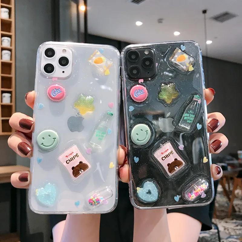 3D розовый милый мобильный телефон с конфетами и медведем чехол для iPhone 11 Pro Max 7 8 Puls