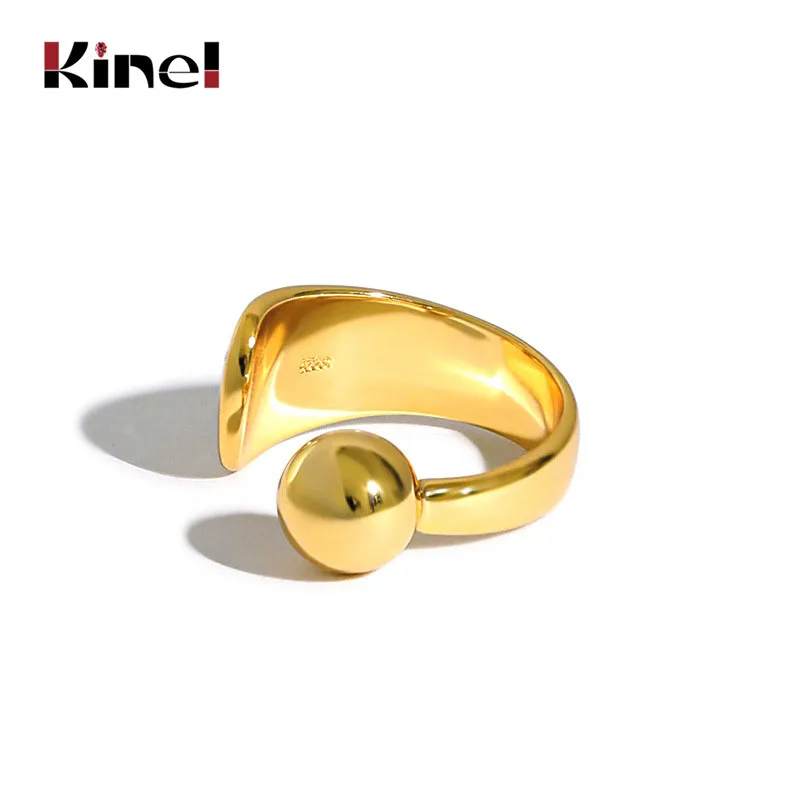 

Kinel Silver Rings Minimalist Korea Finger Rings for Women 925 Sterling Silver Fine Jewelry 2020 New Plated 18K Real Gold Gift