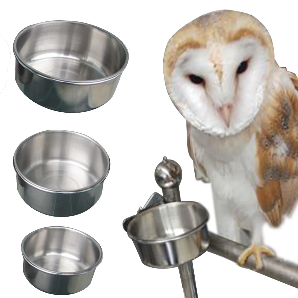 

New Bird Cage Accessories Cockatiel Parakeet Feeding Food Bowls Cups Pets Birds Parrot Stainless Steel Feeders