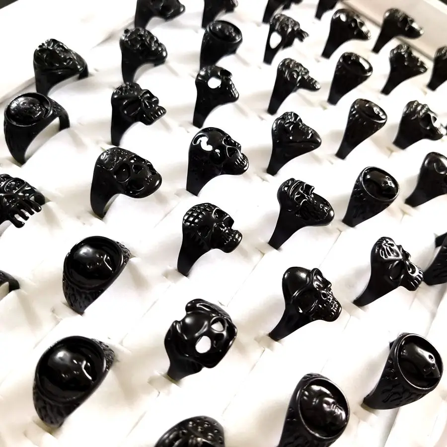 20pcs Skull Ring Punk Vintage Skeleton Rings Mens Womens Styles Mixed Gothic Hiphop Jewelry 6