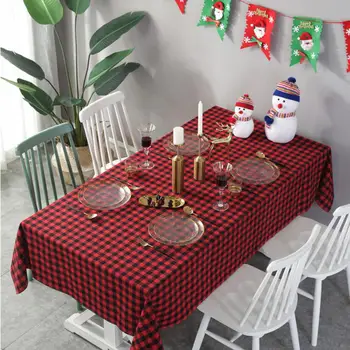 2019 roja decorativa Navidad Mantel a cuadros negro manteles fiesta mesa de banquete cubierta Festival chimenea Navidad ZC084