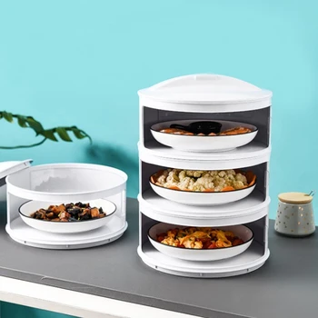 

Protective Easy Clean Food Cover Multi Layer Anti Dust Deodorant Stackable Keep Fresh Kitchen Storage Slid Door Transparent