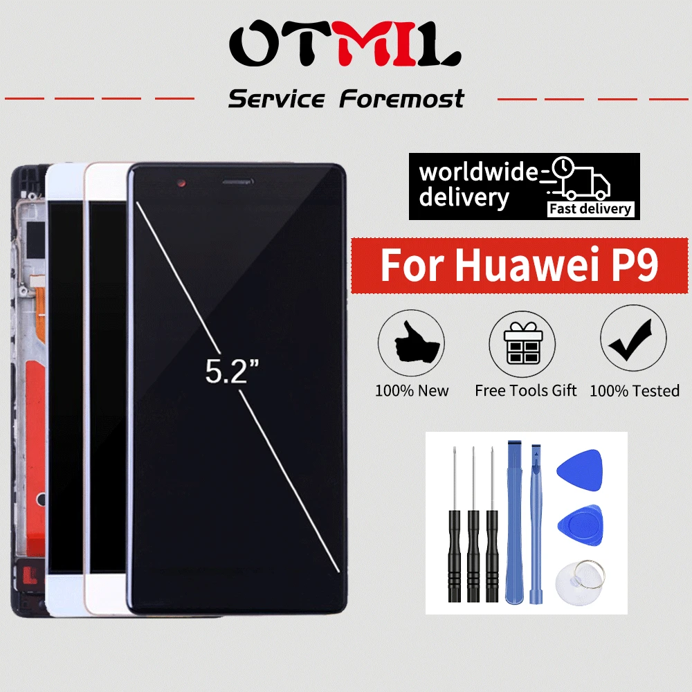 5 2 &quot100% новый для HUAWEI P9 ЖК дисплей сенсорный экран с рамкой дигитайзер Замена EVA L09