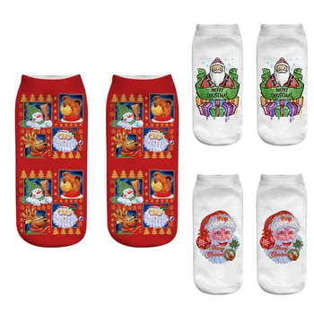 

Socks Christmass Winter Funny Socks Casual Work Business Socks 3D Christmas Cartoon Elk Printing Medium Sports Socks W1118