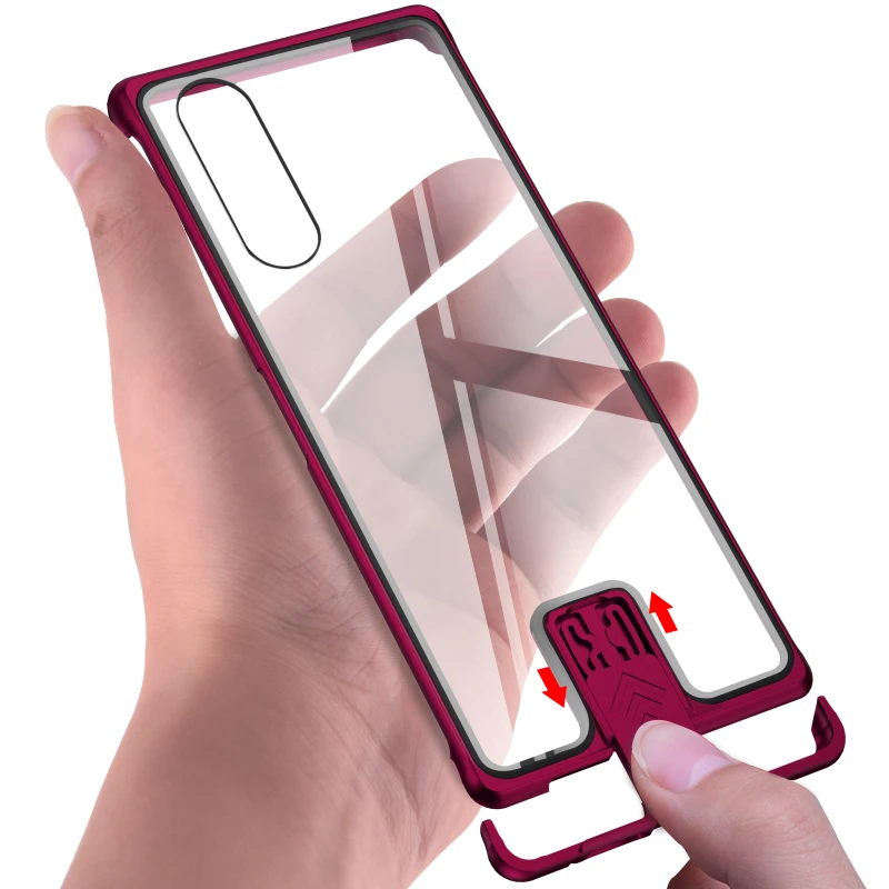 Откидная задняя крышка для sony Xperia 5 чехол для телефона s 12H закаленное стекло для Xperia 5 металлический бампер противоударный 6,1 дюймов чехол для телефона
