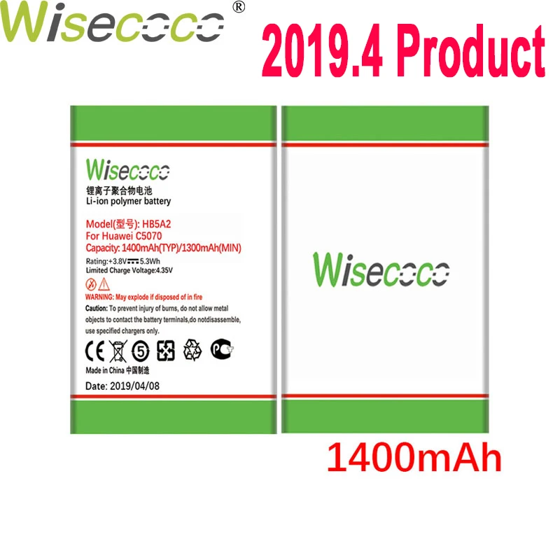 Wisecoco HB5A2 1400 мА/ч Батарея для huawei C5730 C5070 C8000 U8110 T552 T550 E5220 U7519 U7510 мобильного телефона +