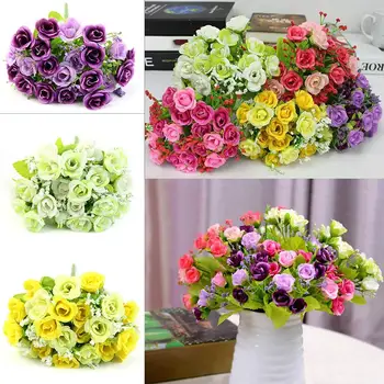 Fake Flowers Silk Flowers Artificial Flowers Flower Bouquet Artifical Decorative 21 Head Decor Rose