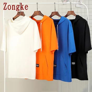

Zongke Half Sleeve Solid Harajuku Hoodie Sweatshirt Men Hip Hop Hoodies For Men Japanese Streetwear Men's Clothing 2020 M-4XL
