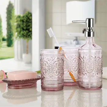 

Creative Glass wash bathroom four-piece furniture decoration wash bathroom toiletries bathroom accessories soap Dispenser
