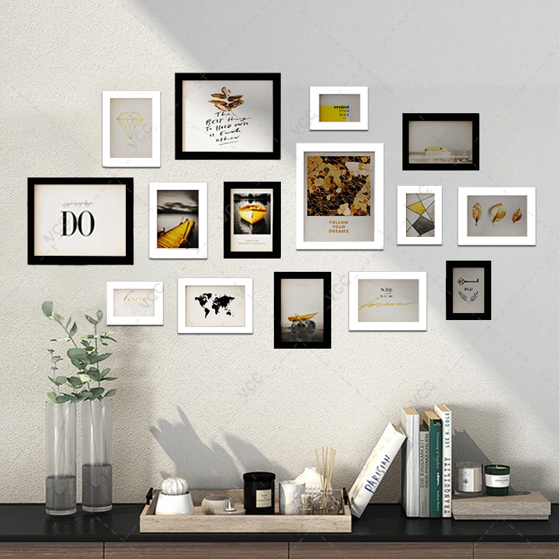 Marcos de madera para colgar en la pared, marco de fotografía clásico imagen de madera para decoración de foto de habitación y sala de estar, 14 Uds.|Marco| - AliExpress