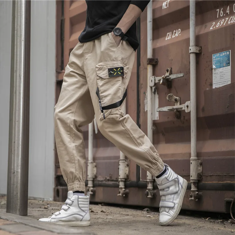 

2019 Spring And Summer Korean-style Beam Leg Casual Pants Multi-pockets Bib Overall Men's INS-Style Large Size Loose-Fit Popular