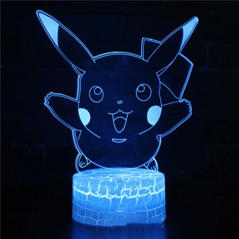Покемон го фигурка 3D RGB лампа Пикачу Eevee птица огонь Дракон Pokeball мяч Bulbasaur Bay ролевой Подарочный ночник - Испускаемый цвет: 7 colors change