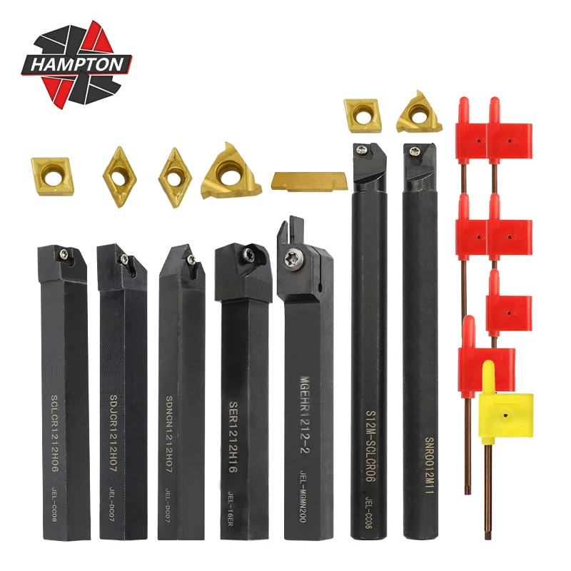 US $52.63 External Turning Tools Set 7 Set Lathe Boring Bar 12mm Shank Turning Tool Holder Set With 7pcs Carbide Inserts And Wrenches