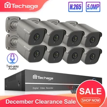 H.265 8CH 5MP HD POE NVR комплект системы видеонаблюдения двухсторонняя аудио звук AI IP камера IR Cut Открытый P2P комплект видеонаблюдения