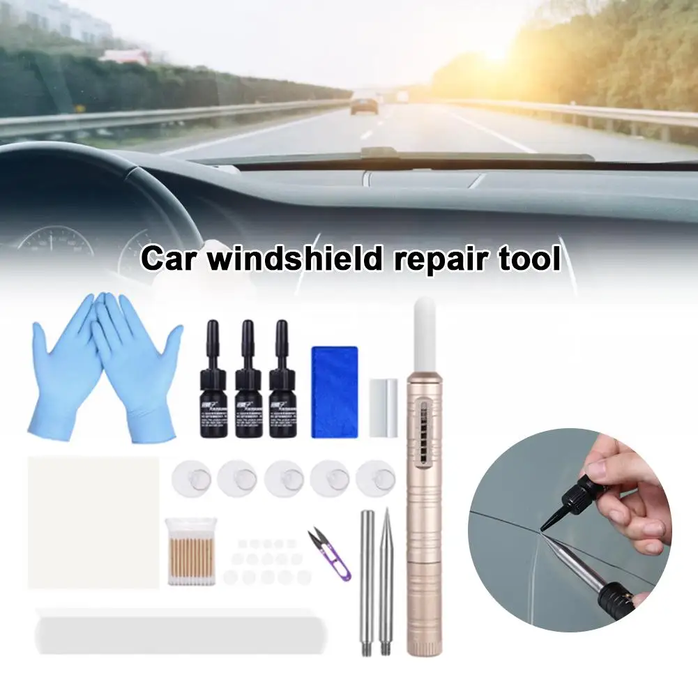 

DIY Car Windshield Repair Tool Kit For Fix Auto Glass Windshield Crack Chip Scratch Protective Decorative Stickers