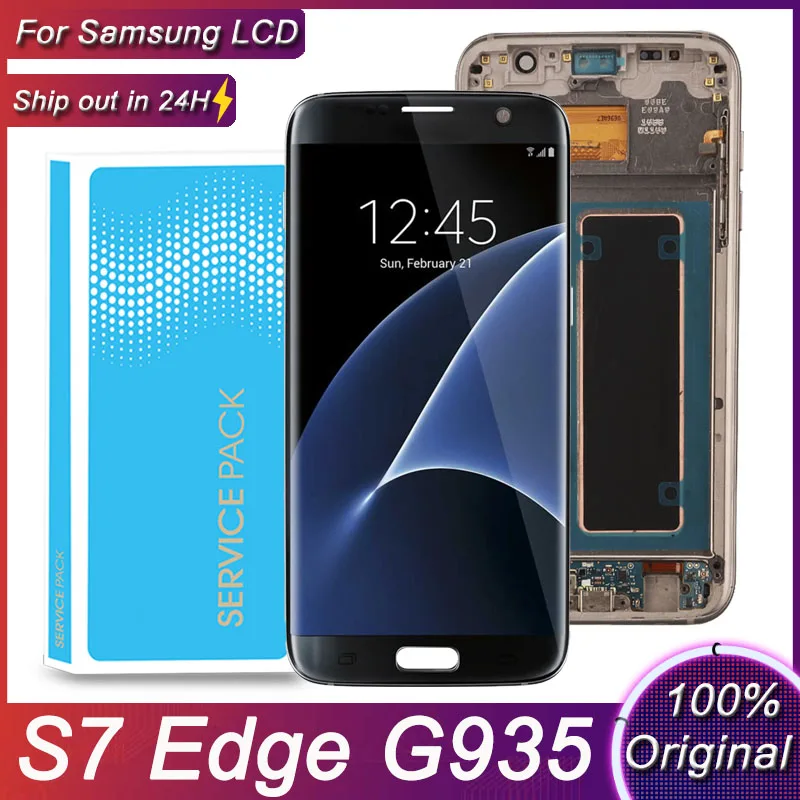 100% Новый оригинальный 5 ''экран для SAMSUNG Galaxy S7 edge ЖК-дисплей G935F SM-G935FD сенсорный