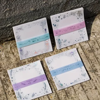

Laser Moon Planet Galaxy Bullet Journal Transparent Paper Memo Pad Sticky Note Memo Notepad School Office Supply Stationery