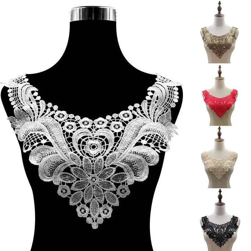 

Fashion Applique Soild Fake Collars Embroidered Collarband Lace Fabric Neckband Women DIY Clothing Accessories Elegant Neckline