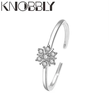 

Real 925 Sterling silver Flower Engagement Rings for Women Adjustable Size Rings Brand Fashion Wedding silver Fine-Jewelry