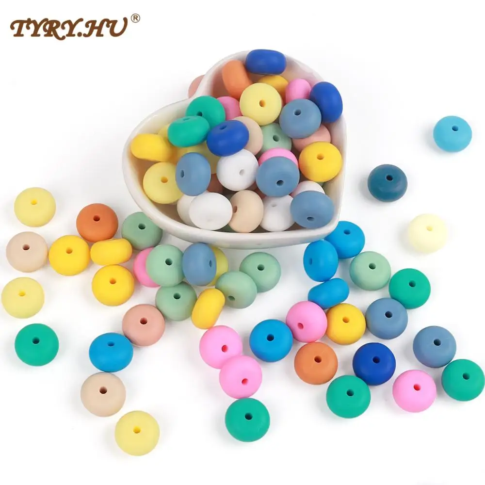 100 Pcs Wholesale Oblate Abacus Silicone Loose Beads DIY Necklace Jewelry Making 