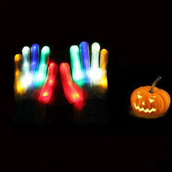 

Pair of Colorful LED Gloves Rave Light Finger Lighting Flashing Gloves Unisex skeleton Glove