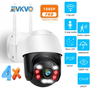 

EVKVO PTZ IP Camera WiFi 4X Optical Zoom 1080P HD Metal Security Dome Camera CCTV Surveillance Home Outdoor Waterproof Camera